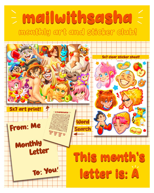 MAILWITHSASHA Monthly Print and Sticker Club!